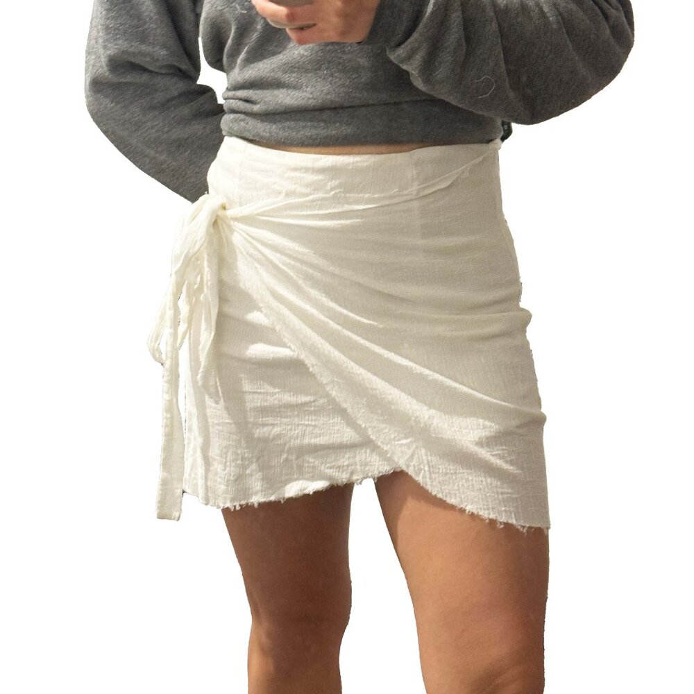 White Wrapped Mini Skirt Size 26-27